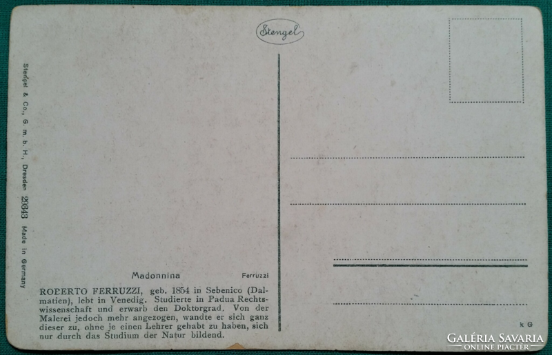 Antik Stengel képeslap -  R. Ferruzzi: Madonnina - postatiszta, sorszáma 29343, postatiszta