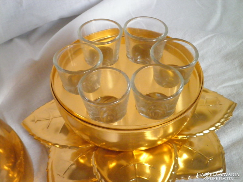 Vintage brandy, liqueur glass set in a pear-shaped holder