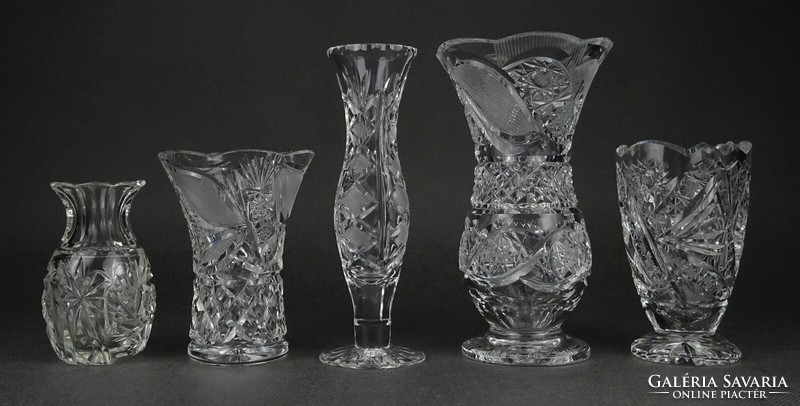 1N744 Hibátlan kisméretű kristály váza gyűjtemény 5 darab