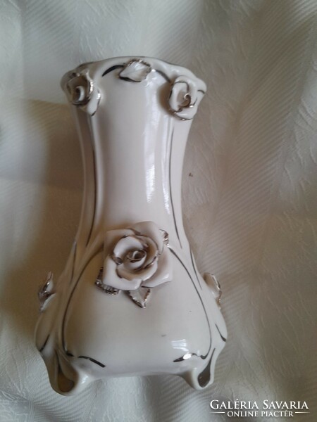 Embossed rose decorated vase
