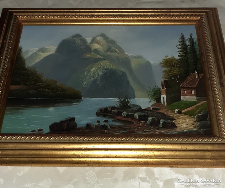 Landscape with a nice wide wooden frame 51x41