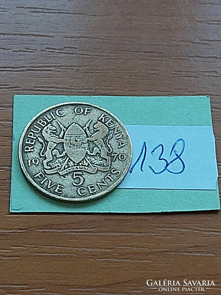 KENYA 5 CENTS 1970 Nikkel-Sárgaréz, MZEE JOMO KENYATTA  138