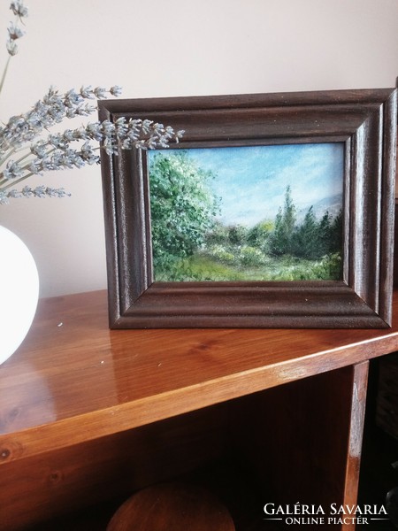 Landscape - painting in a rustic frame