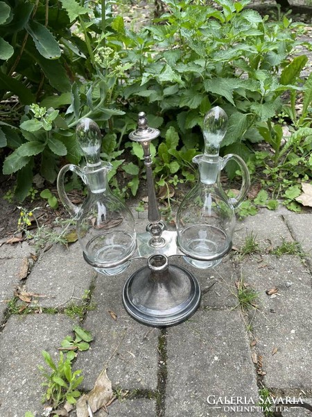 Old table glasses with silver-plated metal stands