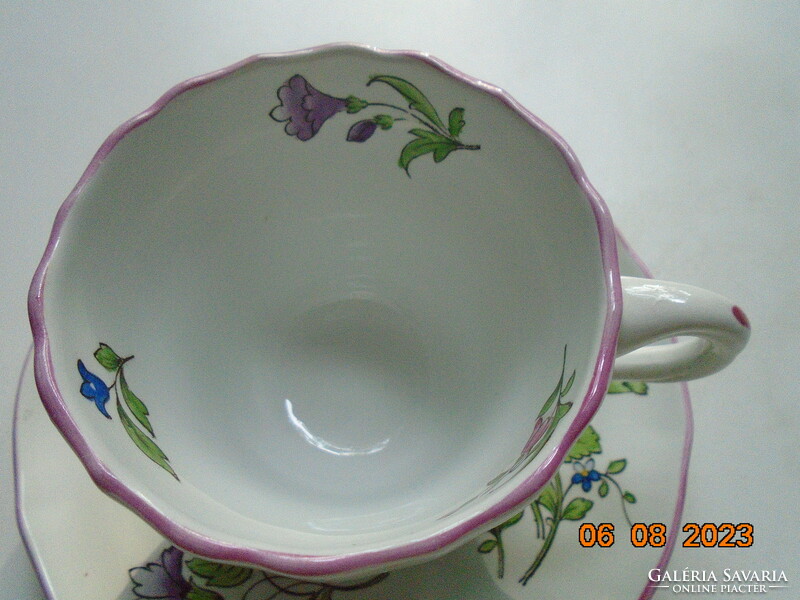 Spode hand painted majolica marlborough sprays floral design with chocolate cup coaster