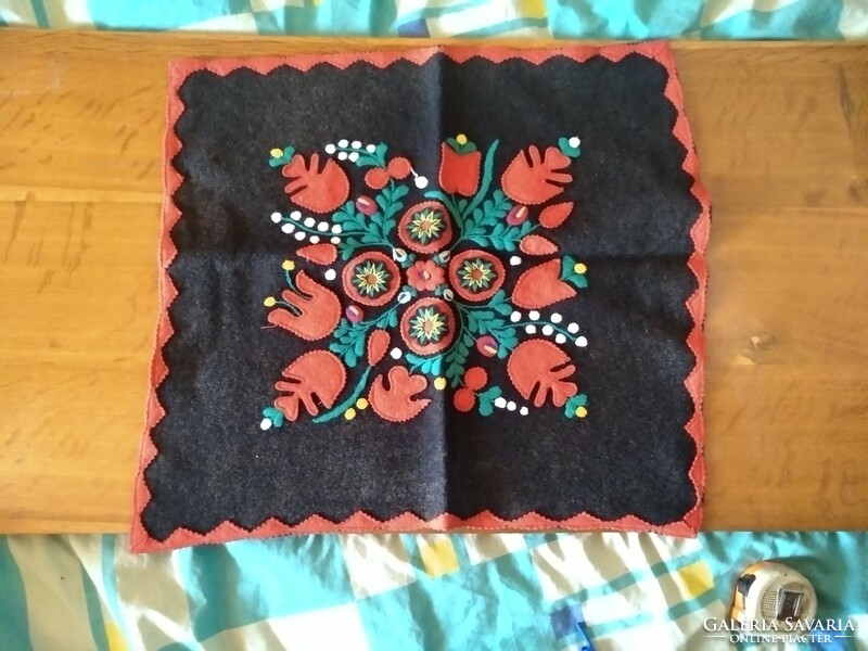 Felt applique and embroidery needlework tablecloth, 49x44, negotiable