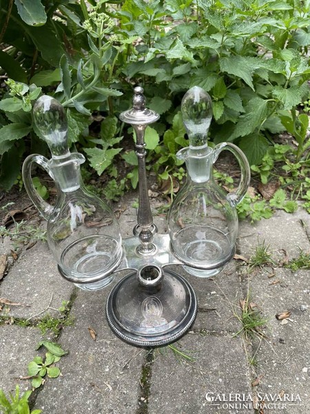 Old table glasses with silver-plated metal stands