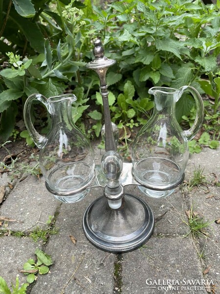 Old table glasses with silver-plated metal stands