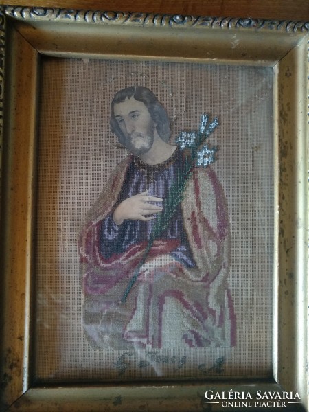 Saint Joseph antique nun work, 33x26 cm, negotiable
