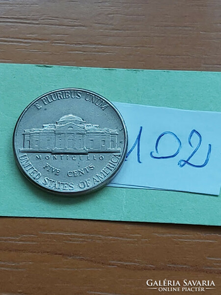Usa 5 cents 1996 / p, thomas jefferson, copper-nickel 102
