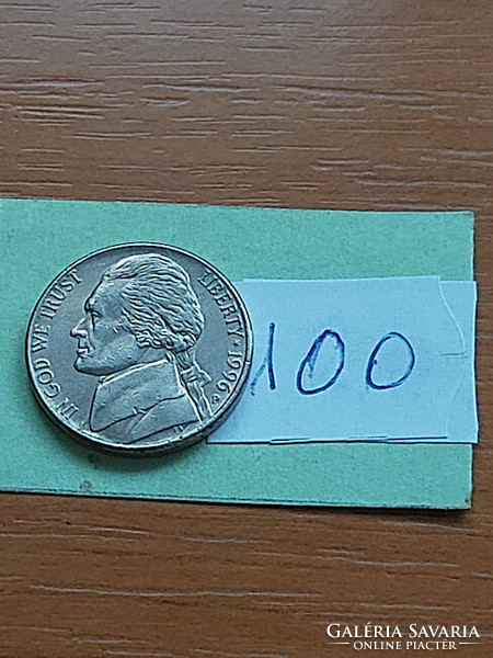 Usa 5 cents 1996 / p, thomas jefferson, copper-nickel 100