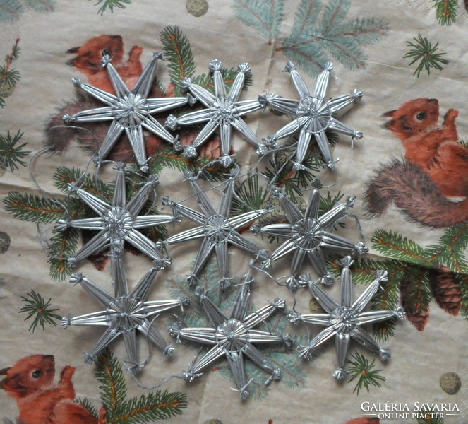 Silver star, straw Christmas tree decoration 1.