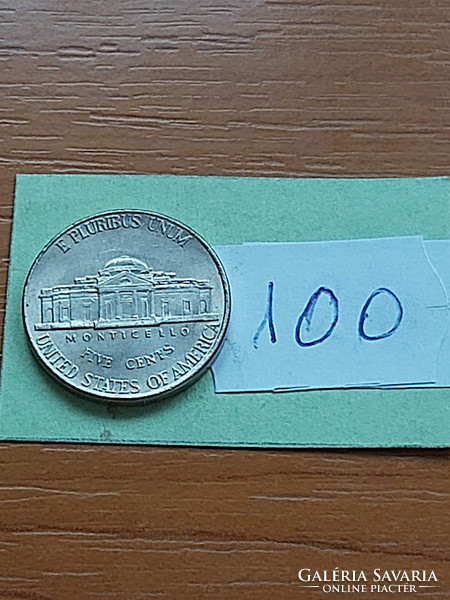Usa 5 cents 1999 / p, thomas jefferson, copper-nickel 100
