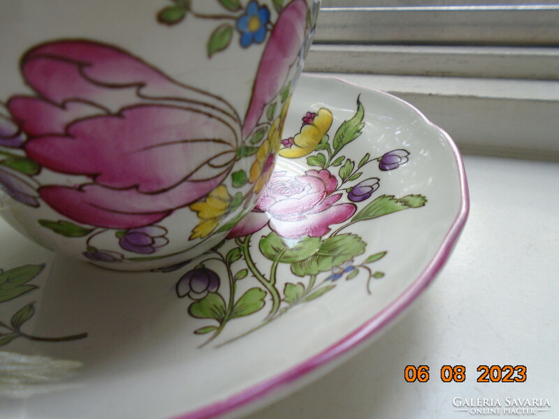 Spode hand painted majolica marlborough sprays floral design with chocolate cup coaster