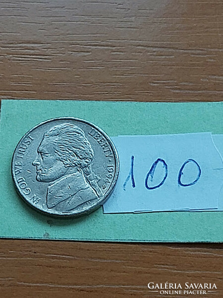 Usa 5 cents 1994 / p, thomas jefferson, copper-nickel 100