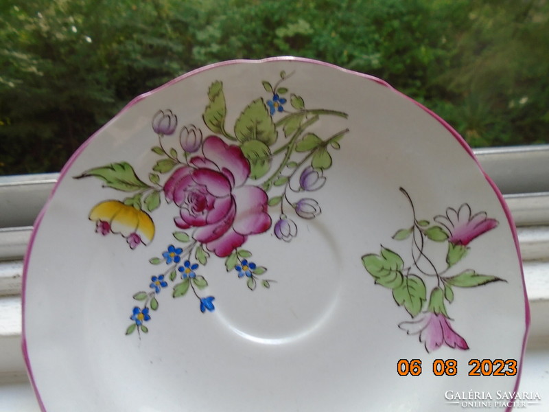 Spode hand painted majolica marlborough sprays floral design with chocolate cup coaster