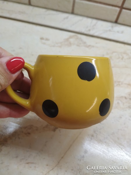 Ceramic polka dot mug for sale! Small Italian ceramic coffee mug and glass for sale!