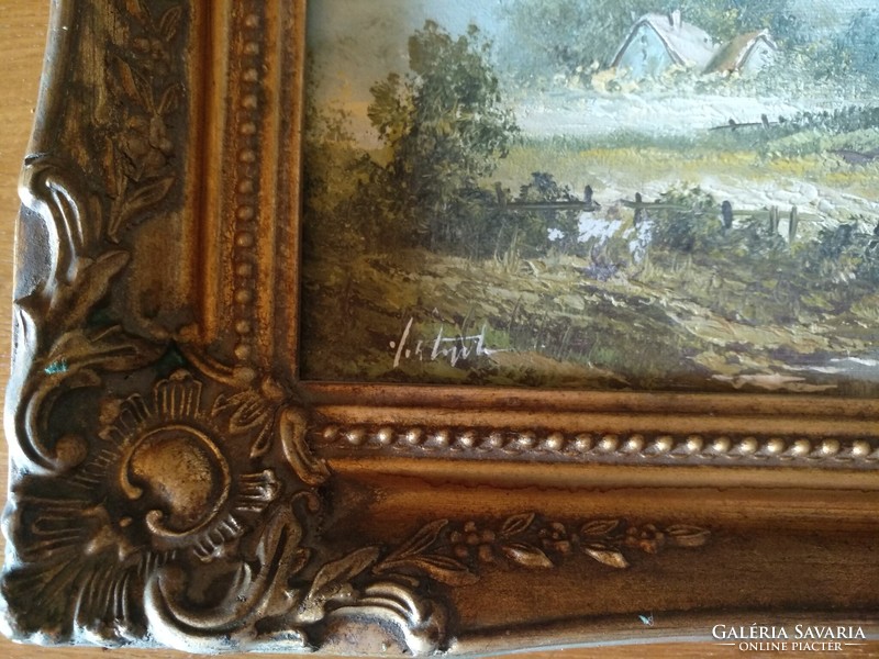 Oil painting landscape, signed, in a beautiful blonde frame, negotiable