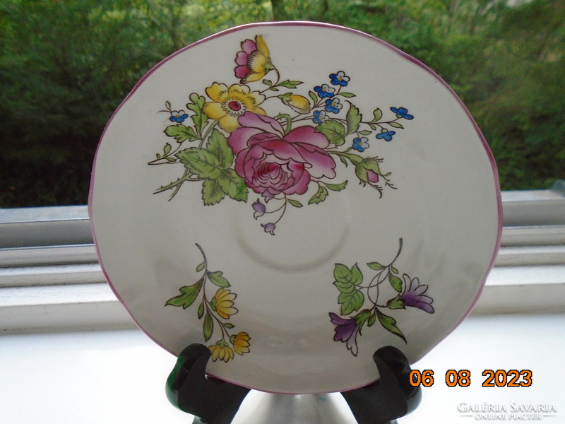 Spode hand painted majolica marlborough sprays floral design with chocolate cup coaster