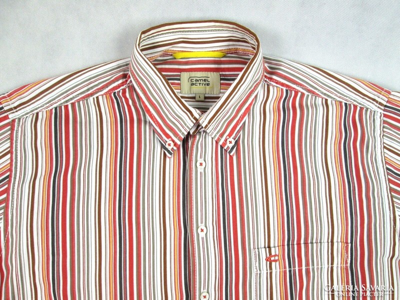 Original camel active (l / xl) elegant striped short-sleeved men's shirt