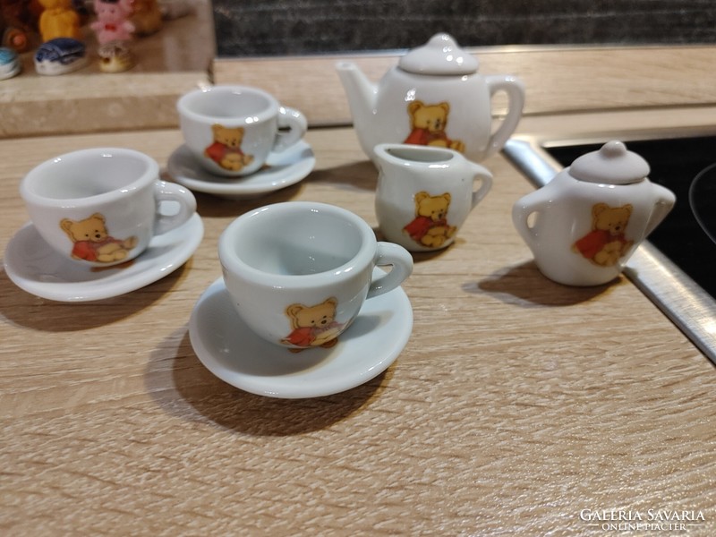 Porcelán teás szett  macis gyermekeknek