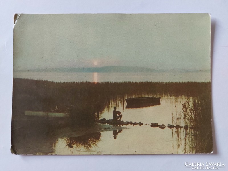 Régi képeslap fotó levelezőlap Balaton naplemente tájkép 1967