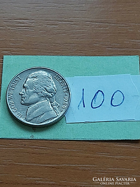 Usa 5 cents 1989 / p, thomas jefferson, copper-nickel 100