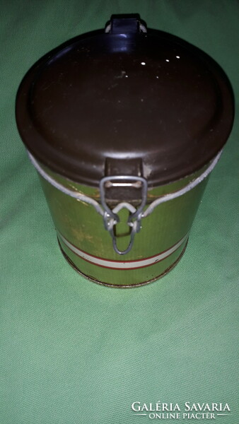 Antique omnia coffee vinyl top box with buckle closure 250 g metal sheet round box 14 x 10 cm as shown in pictures