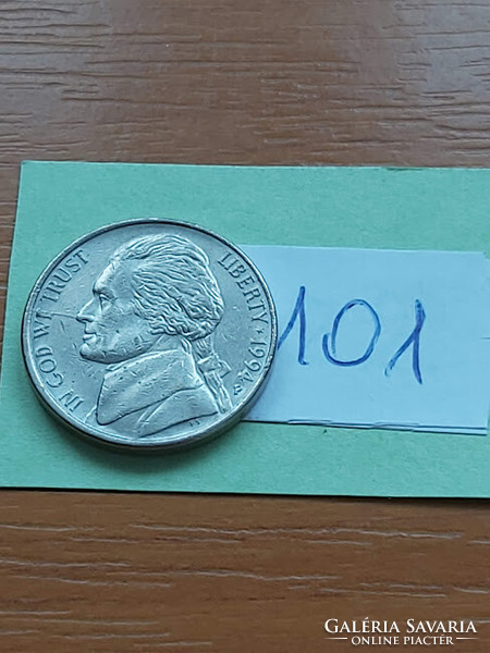 Usa 5 cents 1994 / p, thomas jefferson, copper-nickel 101