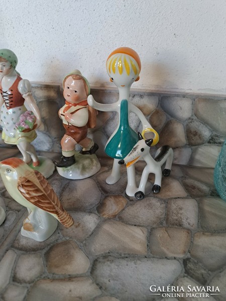 Gyönyörű angyal Hollóházi Herendi Bodrogkeresztúri Piroska és a Farkas nipp figura porcelán virágos