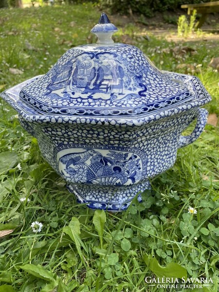 A giant antique English earthenware soup bowl