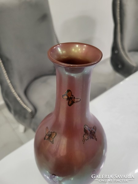 Zsolnay eozin butterfly vase