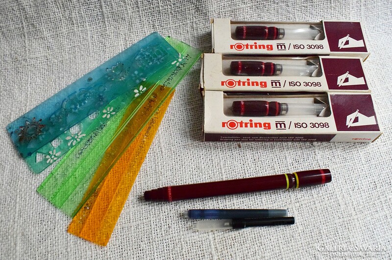 Rotring fountain pen and fountain pen nib set, ink 4 pcs. , + 4 Drawing templates