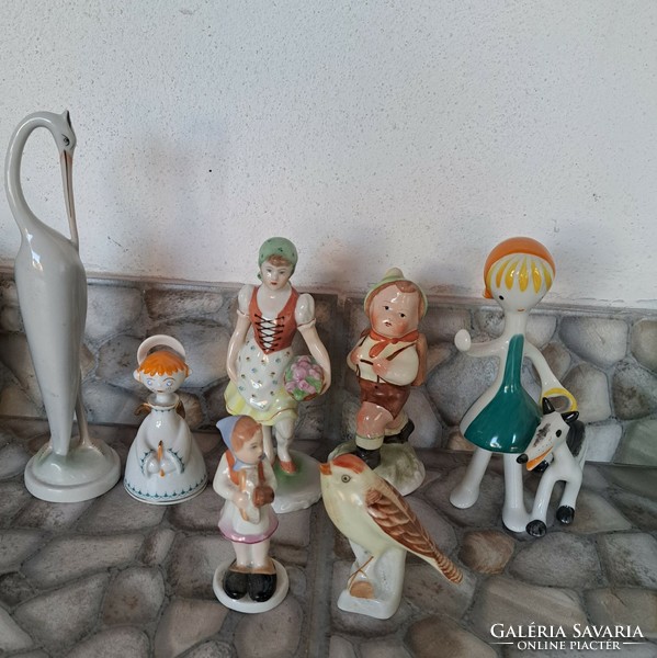 Gyönyörű angyal Hollóházi Herendi Bodrogkeresztúri Piroska és a Farkas nipp figura porcelán virágos