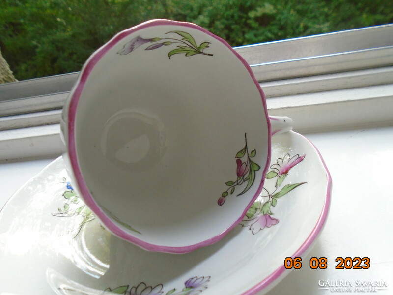 Spode hand painted majolica marlborough sprays floral design with chocolate cup coaster