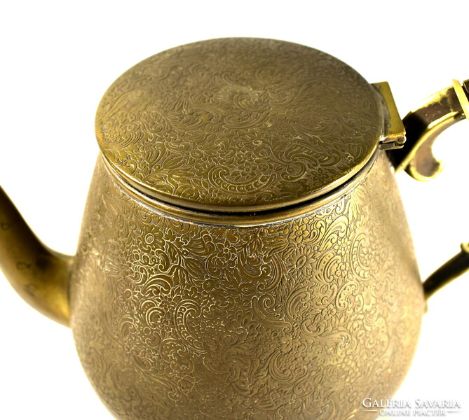 Antique alpaca teapot richly patterned on the entire surface