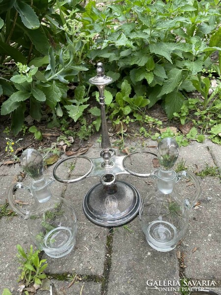 Old table glasses with silver-plated metal stands