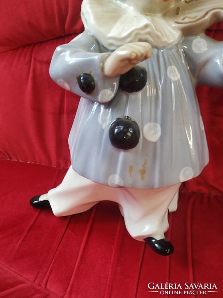 Kerámia szobor eladó! Hegedülő bohóc kislány szobor eladó! 33 cm