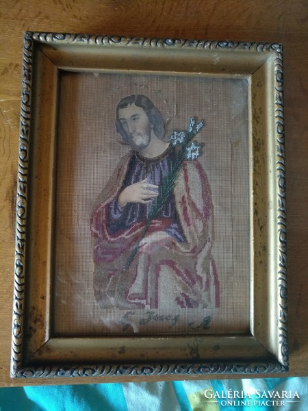 Saint Joseph antique nun work, 33x26 cm, negotiable