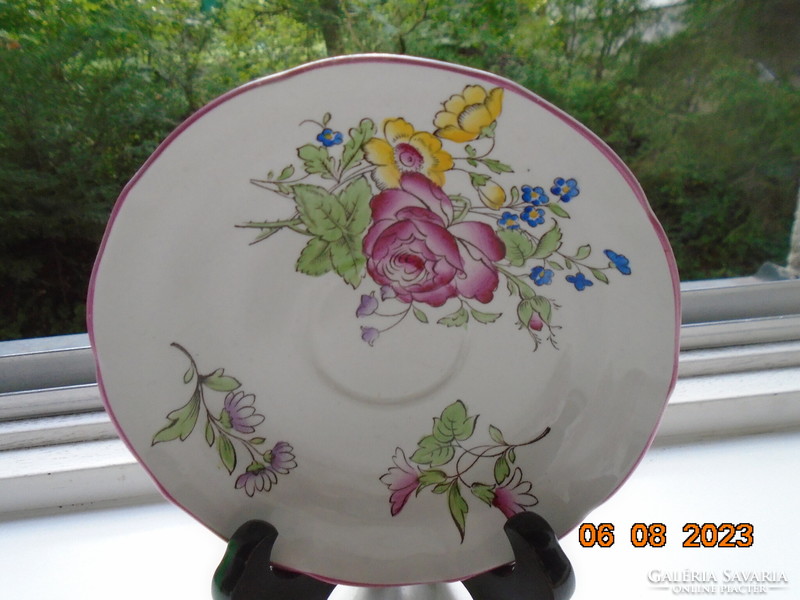 Spode hand painted majolica marlborough sprays floral design with chocolate cup coaster