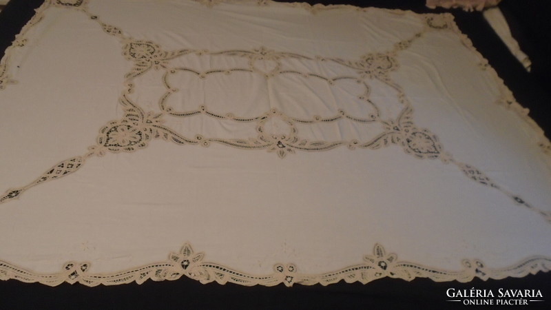 Beautiful antique large ecru table cloth Maderia handmade