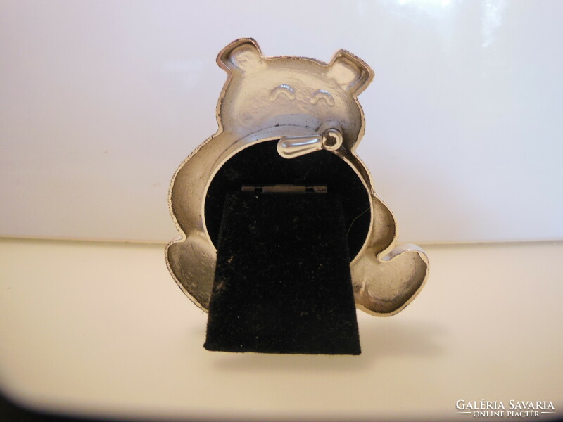 Photo holder - silver-plated - bear-shaped - English - 7.5 x 7 cm - like new