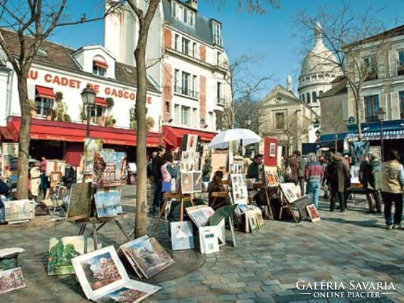 János Hóbor: place du tertre, painters' square on Montmartre with the sacre coeur in the background