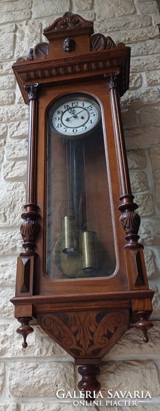 Antique, richly carved, completely complete, huge, heavy, gustav becker pewter wall clock