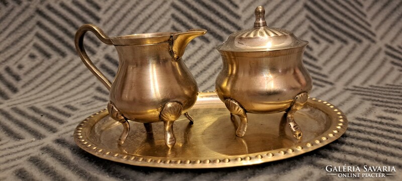 Antique silver-plated table sugar bowl and pouring set (m4051)