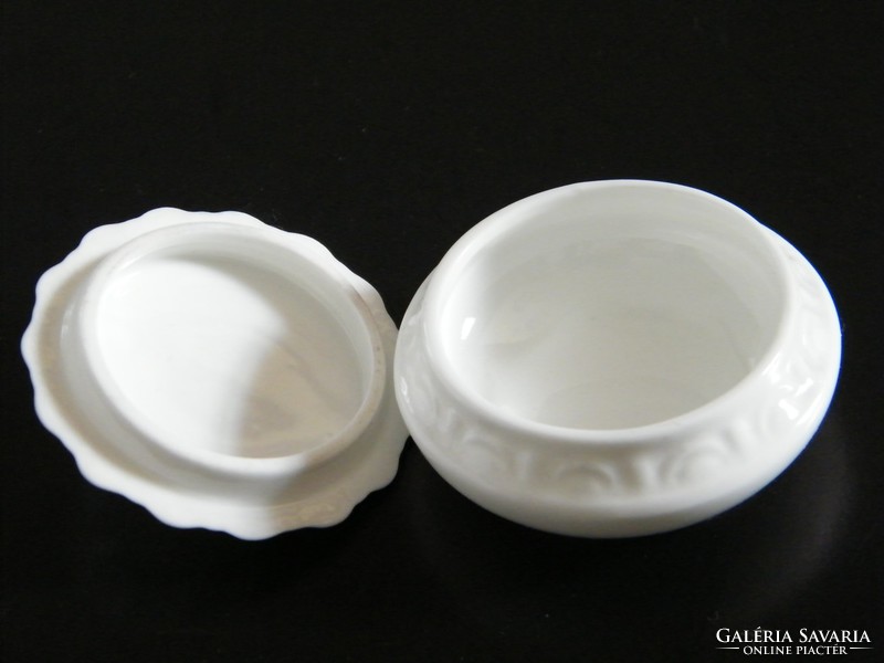 Rózsás, fedeles kis porcelán szelence (Coalport Bone China)