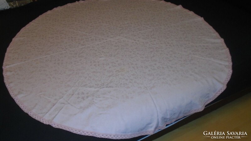 Nice old round silk damask tablecloth