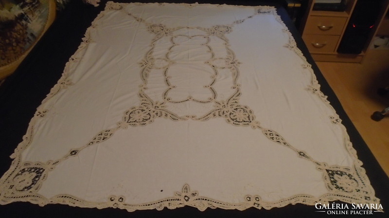 Beautiful antique large ecru table cloth Maderia handmade