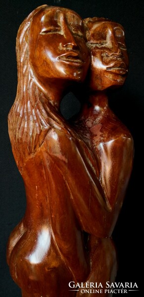 Dt/353. – Large hand-carved African couple, wood carving