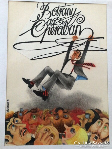 Zoltán Kálmánchey (1942 - 1999) film poster design: scandal in the opera, 1972., Pencil, ink, chalk, foil